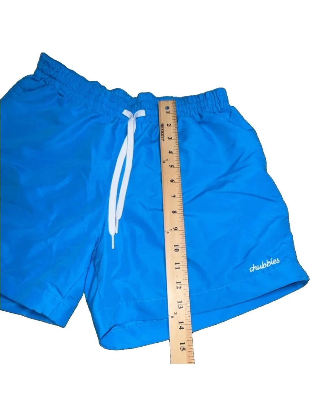 Chubbies Men’s Medium Blue Swim Trunks 5” Inseam Made in USA Drawstring